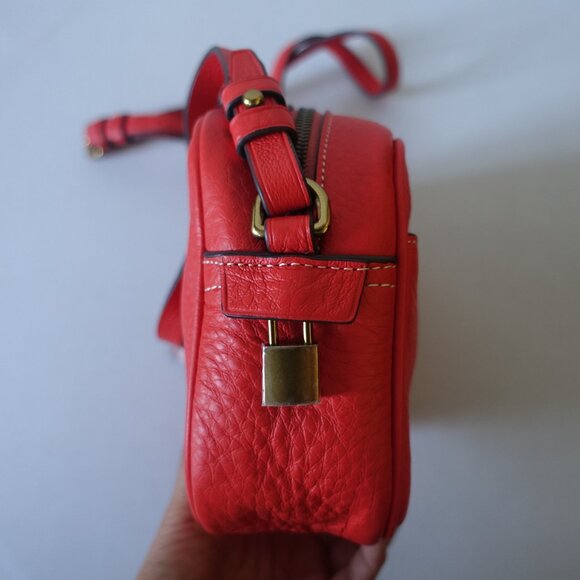J. Crew Signet Crossbody camera Leather Bag Purse in Italian Leather Red - Picture 4 of 14